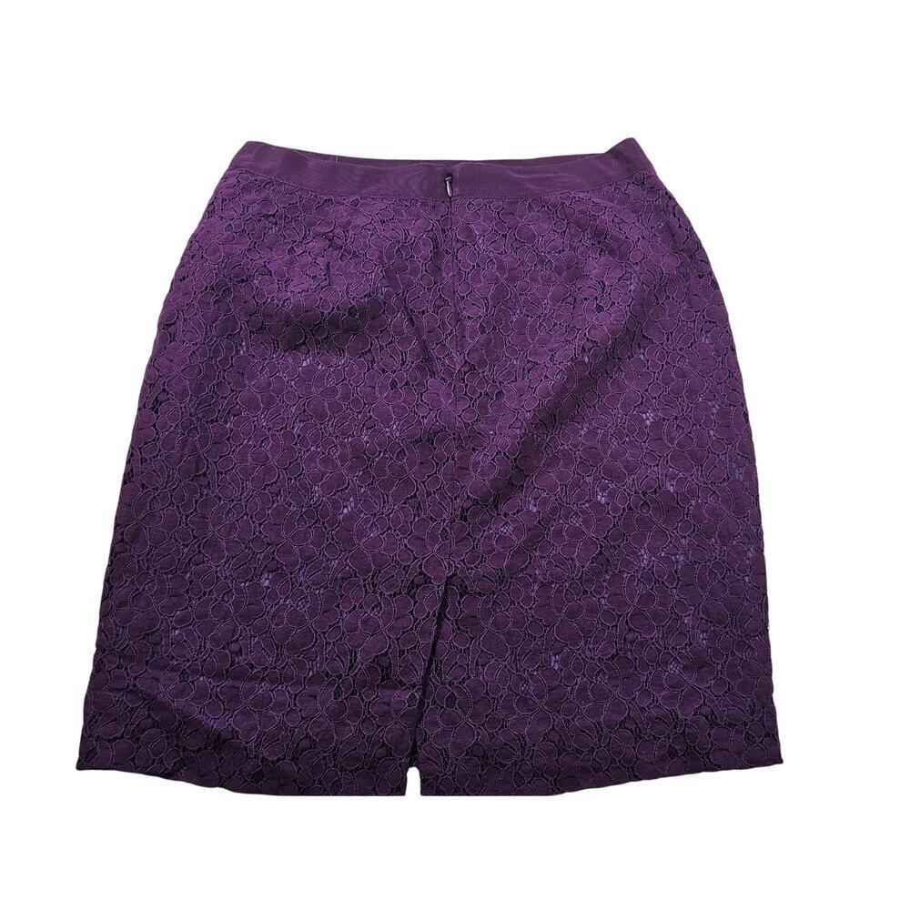 NWT J. Crew The Pencil Skirt Purple Lace Size 4 elegant Mid-length Party chic